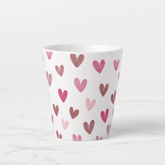 Cute Pink Heart Pattern – Romantic &Stylish Design Latte Mok (Voorkant)