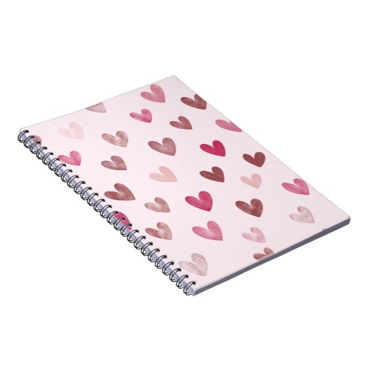 Cute Pink Heart Pattern – Romantic &Stylish Design Notitieboek (Rechterzijde)