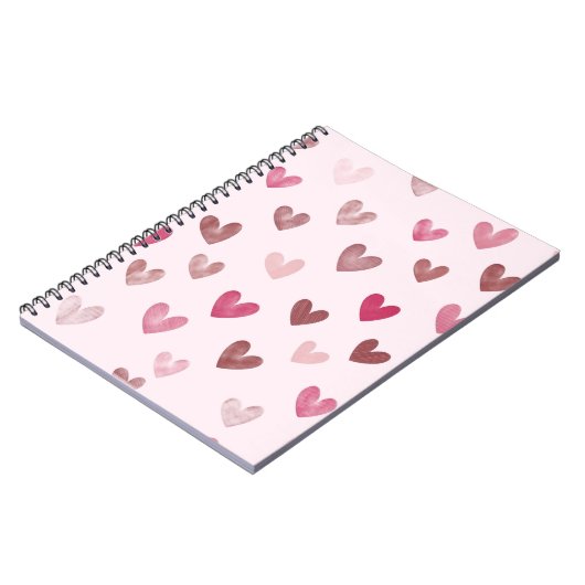 Cute Pink Heart Pattern – Romantic &Stylish Design Notitieboek (Linkerzijde)