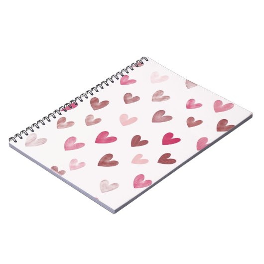 Cute Pink Heart Pattern – Romantic &Stylish Design Notitieboek (Linkerzijde)