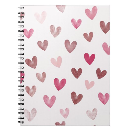 Cute Pink Heart Pattern – Romantic &Stylish Design Notitieboek (Voorkant)