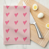 Cute Pink Heart Pattern Valentijn Day Theedoek (Quarter Fold)