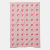 Cute Pink Heart Pattern Valentijn Day Theedoek (Verticaal)