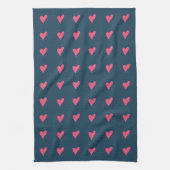 Cute Pink Heart Pattern Valentijn Day Theedoek (Verticaal)