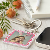 Cute Pink Heart Pattern Valentijnsdag Foto Sleutelhanger (Voorkant Rechts)