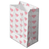 Cute Pink Heart Pattern White Medium Cadeauzakje (Voorkant Gekanteld)