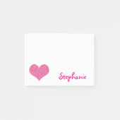 Cute Pink Heart Persoonlijke meisjesnaam Post-it® Notes (Voorkant)