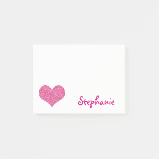 Cute Pink Heart Persoonlijke meisjesnaam Post-it® Notes (Voorkant)