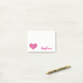 Cute Pink Heart Persoonlijke meisjesnaam Post-it® Notes (Op bureau)