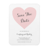 Cute Pink Heart Typography Wedding Save the Date Magneet (Verticaal)
