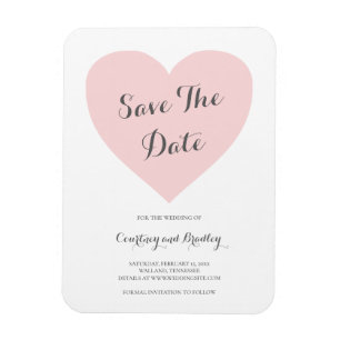 Cute Pink Heart Typography Wedding Save the Date Magneet