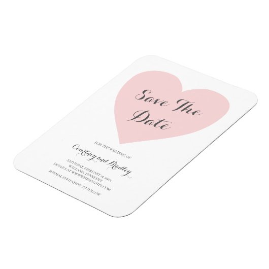 Cute Pink Heart Typography Wedding Save the Date Magneet (Linkerzijde)