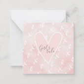 Cute Pink Heart Valentijnsdag Notitiekaartje (Voorkant)