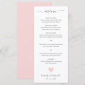 Cute Pink Heart Wedding Menu (Voorkant / Achterkant)