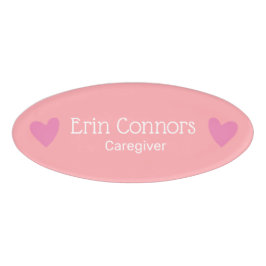 Cute Pink Heart Zorgverlener Naambadge