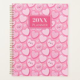 Cute Pink Hearts 20XX Spiral Planner