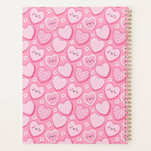 Cute Pink Hearts 20XX Spiral Planner (Achterkant)