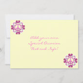 Cute Pink Hearts and Peace Sign Invitations Kaart (Achterkant)