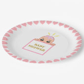 Cute Pink Hearts Baby shower Papieren Bordje (Gekanteld)