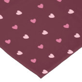 Cute Pink Hearts Burgundy Korte Tafelloper (Hoek)