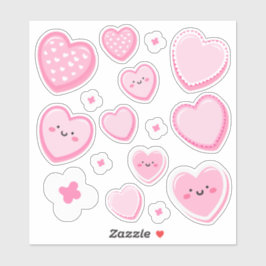 Cute Pink Hearts Custom-cut Sticker