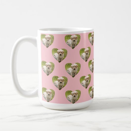 Cute Pink Hearts Custom Pet Photo Koffiemok (Links)
