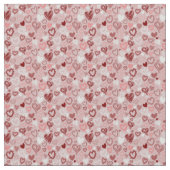 Cute Pink Hearts Fabric Stof (Close Up)