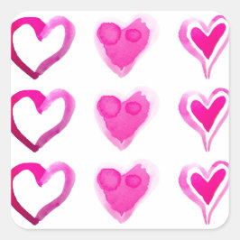 Cute Pink Hearts for ever Love Romantic Friendship Vierkante Sticker