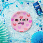 Cute Pink Hearts Galentines Day Custom Papieren Bordje (Feest)