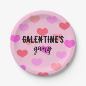 Cute Pink Hearts Galentines Day Custom Papieren Bordje (Voorkant)