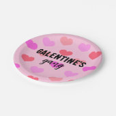 Cute Pink Hearts Galentines Day Custom Papieren Bordje (Gekanteld)