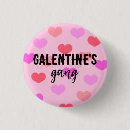 Cute Pink Hearts Galentines Day Custom Ronde Button 3,2 Cm