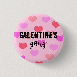 Cute Pink Hearts Galentines Day Custom Ronde Button 3,2 Cm