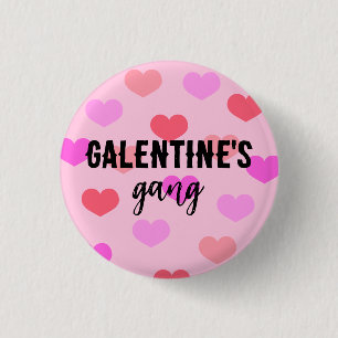 Cute Pink Hearts Galentines Day Custom Ronde Button 3,2 Cm