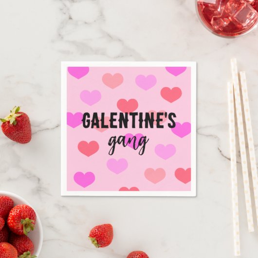 Cute Pink Hearts Galentines Day Custom Servet (Insitu)