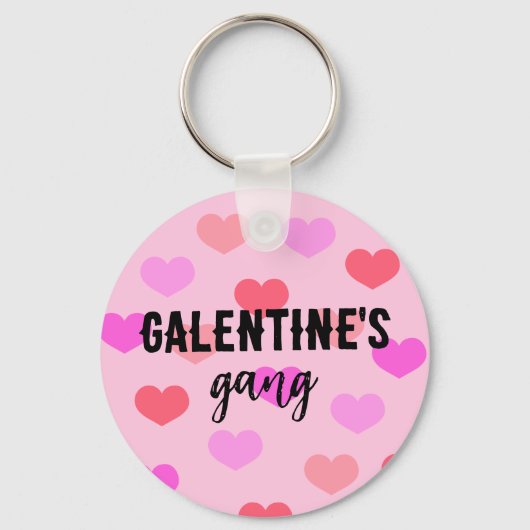 Cute Pink Hearts Galentines Day Custom Sleutelhanger (Voorkant)