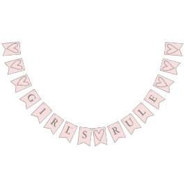 Cute Pink Hearts Girl's Rule Bunting Flags Vlaggetjes