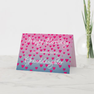 Cute Pink Hearts Granddochter Birthday Card Kaart