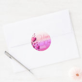 Cute Pink Hearts Happy Valentine's Day Holiday Ronde Sticker (Envelop)