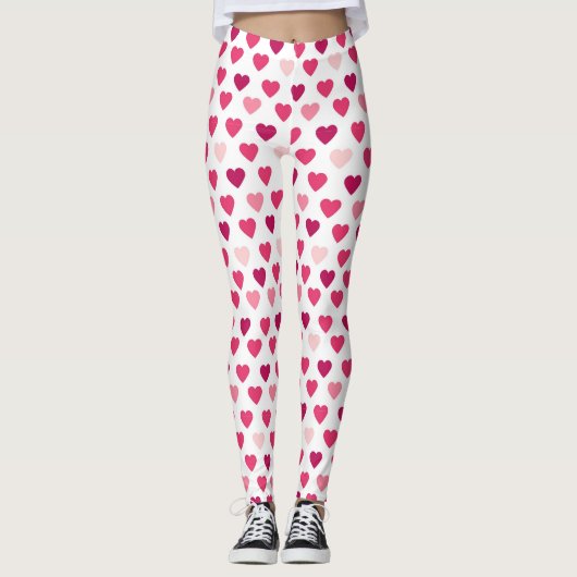 Cute Pink Hearts Love Patroon Leggings (Voorkant)