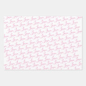 Cute Pink Hearts & Love Pattern Waterverf Inpakpapier Vel (Voorkant 3)