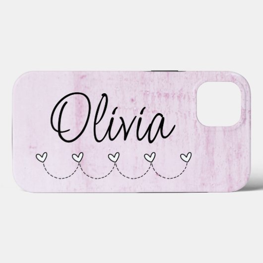Cute Pink Hearts Name Case-Mate iPhone Case (Achterkant (horizontaal))