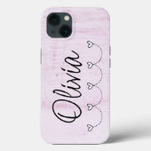 Cute Pink Hearts Name Case-Mate iPhone Case (Achterkant)