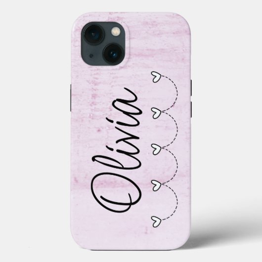 Cute Pink Hearts Name Case-Mate iPhone Case (Achterkant)