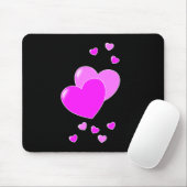 Cute Pink Hearts op zwarte — schattige Mousepad Muismat (Met muis)