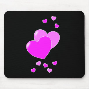 Cute Pink Hearts op zwarte — schattige Mousepad Muismat