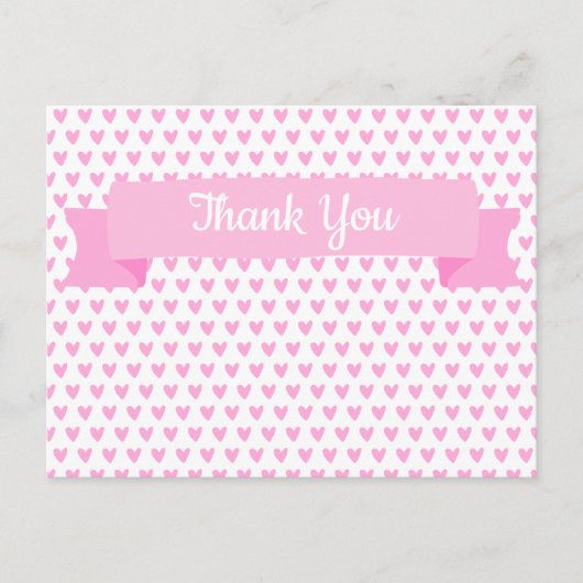 Cute Pink Hearts Patroon | Baby shower Hartelijk d Briefkaart (Voorkant)