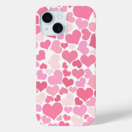 Cute Pink Hearts Patroon iPhone 15 Case