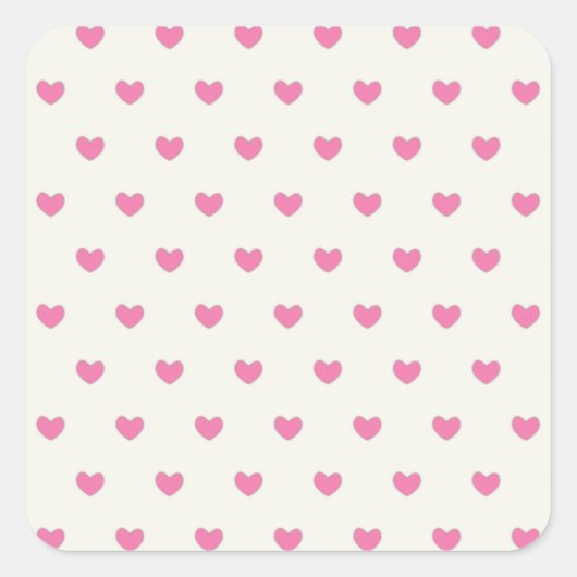 Cute Pink Hearts Patroon Vierkante Sticker (Voorkant)