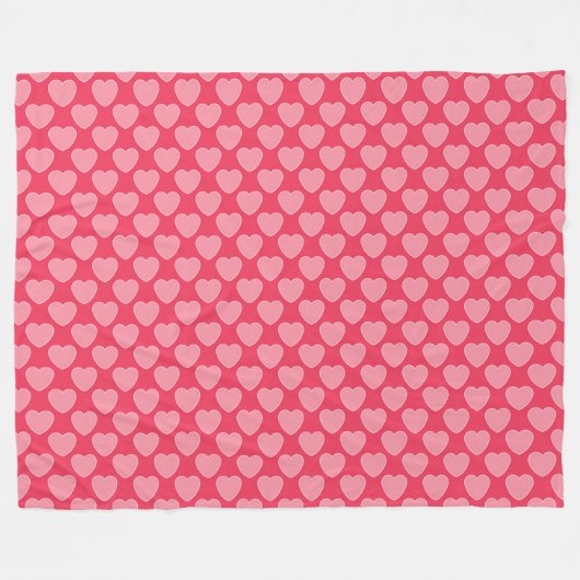 Cute Pink Hearts Pattern on Roze Fleece Deken (Voorkant (Horizontaal))